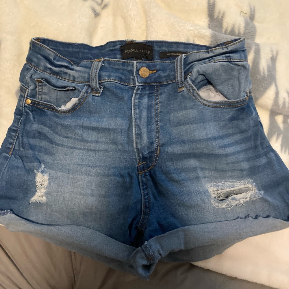 Kendall & Kylie Distressed Blue Jean Shorts